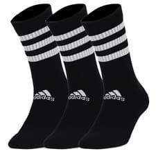 Image of ADIDAS CUSHIONED CREW SOCKS MENS 3S UNISEX 3 PAIR PACK BLACK WHITE 3 STRIPES
