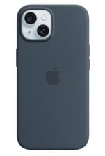 Image of Genuine Apple iPhone 15 Silicone Case with Magsafe - Storm Blue (MT0N3ZM/A)