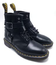 Image of Dr. Marten Cristofor US M 7 W 8 Black Leather Harness Lace Up Buckle Combat Boot
