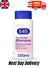 Image of E45 Dermatological Dry Scalp Shampoo, E45 Shampoo for Dry Scalp Relief 200 ml UK