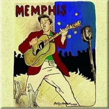 Image of Elvis Presley Memphis 75mm x 75mm steel fridge magnet
