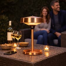 Image of La Hacienda Copper Tabletop Halogen Electric Heater 2100W Outdoor Patio