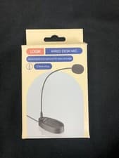 Image of LOGIK LDMIC23 Desktop Microphone Black, Wired Desk Mic 3.5mm Plug opened, Unused