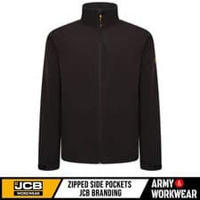 Image of JCB Trade Softshell Jacket Black Breathable Windproof Zip Hand Pockets D-MM