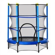 Image of HOMCOM 4.6FT Kids Trampoline with Enclosure Net, Indoor Outdoor - Blue