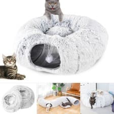 Image of Cat Tunnel Collapsible Pet Play Tube Dogs Bunnies Crinkle Suede Tunnel Removable