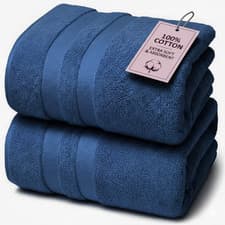 Image of 2x Super Jumbo Bath Sheet 100% Egyptian Cotton 90 X 190 cm Soft XXL Bath Sheets
