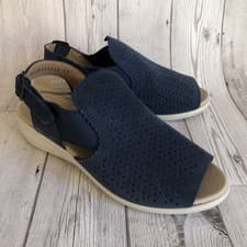 Image of Hotter Cushion+ Sophia Sandals Size 4 Dark Blue Suede Comfort Stretch New/Unworn