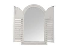 Image of Country White Mirror with French Doors - Solid Wood & Mirror Glass