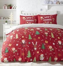 Image of Bedlam Elf & Santa-Easy Care Duvet Cover Set, Polycotton, Multicolour, Double