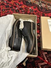 Image of Men Black Leather Batcombe Wing Shoes Size 8.5 New In Box From Clarke