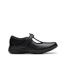 Image of Clarks Relda Gem K Girls Black T-Bar School Shoes
