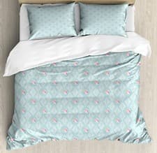 Image of Damask Duvet Cover Set Intricate Pastel Flowers