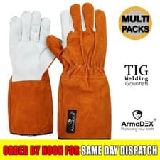 Image of ArmaDEX TIG Welding Gloves Premium Leather Gauntlets Flame Resistant Multi Packs