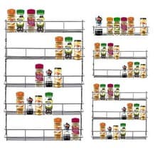 Image of Spice Rack Holder 1/3/4/5 Tier Chrome Herb Kitchen Jar Organiser Wall Mounted