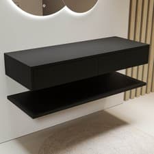 Image of 1200mm Black Wall Hung Double Countertop Vanity Unit with Shelf - Lug BeBa_28145