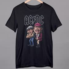 Image of ACDC caricature Black T Shirt highway to hell small to 4xl fast dispatch