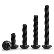 Image of Round Pan Head Phillips Screws Cross Flat Tail Screw With Washer Pad Black-Zinc