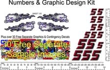 Image of R/C Vinyl Decal 1/16th Scale Bevel 2-D Red (# 5's) Graphic Skull Kit R122