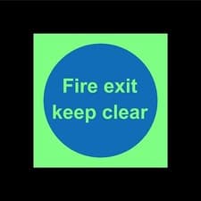 Image of Fire exit keep clear -Photoluminescent safety sign