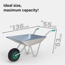 Image of 65L 85L Wheelbarrow Heavy Duty Galvanised Home Garden Metal Cart Pneumatic Tyre