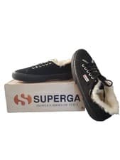 Image of Superga, Unisex, Full Black, Fur Lined Shoes, Size UK 8, New With Box, 2750 Cobu