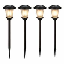 Image of 4x Gardenwize Solar Metal Pathway Stake Lights With Ground Spikes - GW432