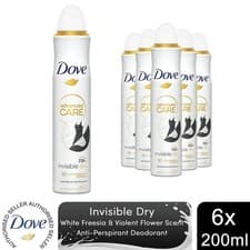 Image of 6x Dove Advanced Care Antiperspirant Deodorant Spray 72H Invisible Dry, 200 ml