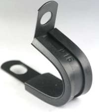 Image of Black Stainless Steel P Clips Clamp W5 316 Marine Grade Rubber Linned