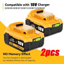 Image of 2X For DEWALT 18V 6.0Ah XR Li-ion Slide Battery DCB184 DCB200 DCB182 DCB184-XJ