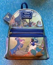 Image of Loungefly Disney Mini Backpack Snow White Scenes Series Seven Dwarfs Brand NWT