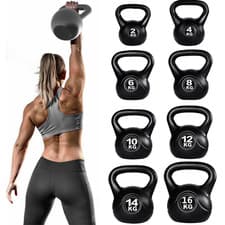 Image of 2-24kg Vinyl Kettlebell Weight Kettlebells Exercise Home Fitness Workout Gym UK