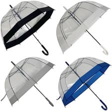 Image of Large Dome Umbrella Clear See Through Handle Transparent Walking Brolly Ladies