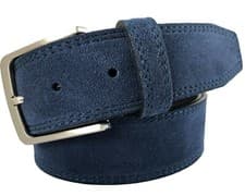 Image of MENS 100% ITALIAN SUEDE LEATHER BELT NAVY BLUE SILVER BUCKLE S M L XL XXL 40MM