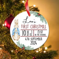 Image of Baby's First Christmas Bauble Personalised Tree Ornaments Gift For Baby Girl Boy