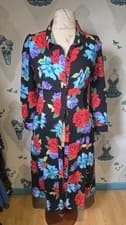 Image of Pretty Black Red Blue Floral Midi Shirt Dress, Dorothy Perkins 18