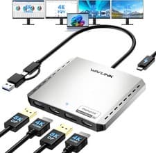 Image of WAVLINK USB3.0/USB-C to HDMI Displayport Adapter DisplayLink 2/4 Monitors Hub