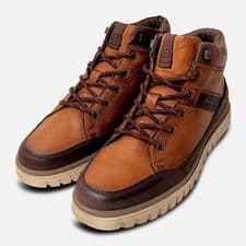 Image of Bugatti Brown Mens Commander Boots with Size Zip & Rubber Sole