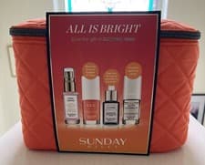 Image of Sunday Riley All Is Bright 4 Set NEW Unopened In Orange Vanity Bag Brand New