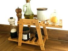 Image of Bamboo 2 Tiers Kitchen Bathroom Party Rack Holder Shelving Unit Display Shelf