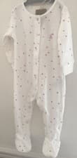 Image of Joules 6-9 Months Cosmo Cream Velour Pink Star Sleepsuit