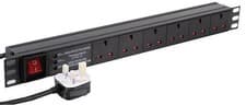 Image of LMS DATA - 1U 6 Way 13A Mains Sockets to Plug Surge Protected Horizontal PDU