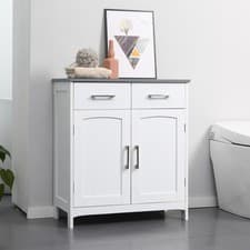 Image of Bathroom Floor Cabinet Free Standing Storage Cupboard w/ 2 Drawers 2 Doors
