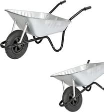 Image of 85 Litre Heavy Duty Steel Galvanized Wheel Barrow With Pneumatic Tyre & Handles