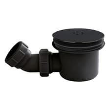 Image of 90mm Matt Black Mega-Flow Shower Tray & Waste Trap Modern Bathroom Vented Dome