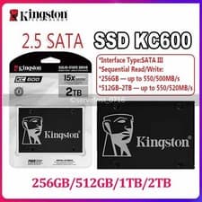 Image of Kingston SSD KC600 256GB 512GB 1TB 2TB 2.5" Solid State Drive For Laptop PC Lot