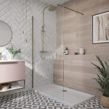 Image of 800mm Wetroom Screen Brushed Brass 8mm Glass SL8
