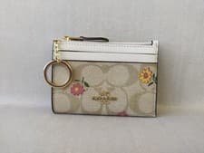 Image of Coach Mini Skinny ID zip Card Case in signature canvas GLOBAL SHIPPING T 9102