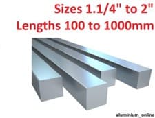 Image of ALUMINIUM SQUARE BAR 1.1/4" 1.1/2" 1.3/4" 2" inch select size &length on listing