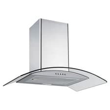Image of Curved Glass Chimney Cooker Hood, 60 cm, 3 Speed Settings, Igenix IGCH09894SS